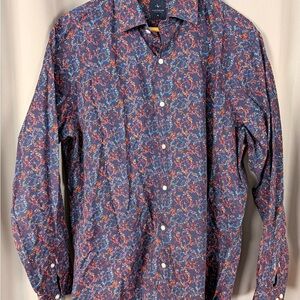 Tailorbyrd Navy Floral Print Long-Sleeve Dress Shirt